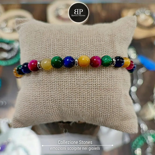 Bracciali Rico Con Teschi Color Oro In Roccia Lavica E Occhio Di Tigre - Foto 6