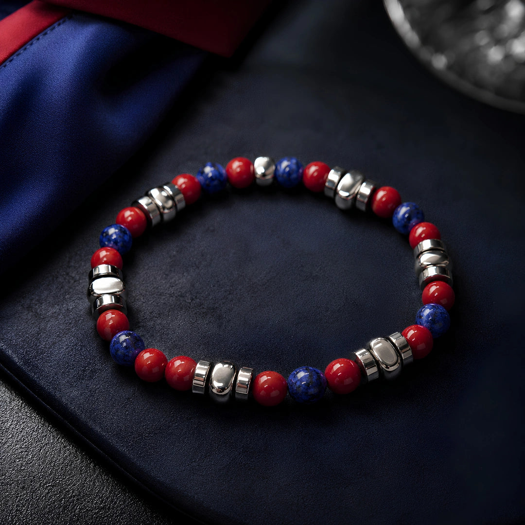 Bracciale Rosso Blu Bologna elastico