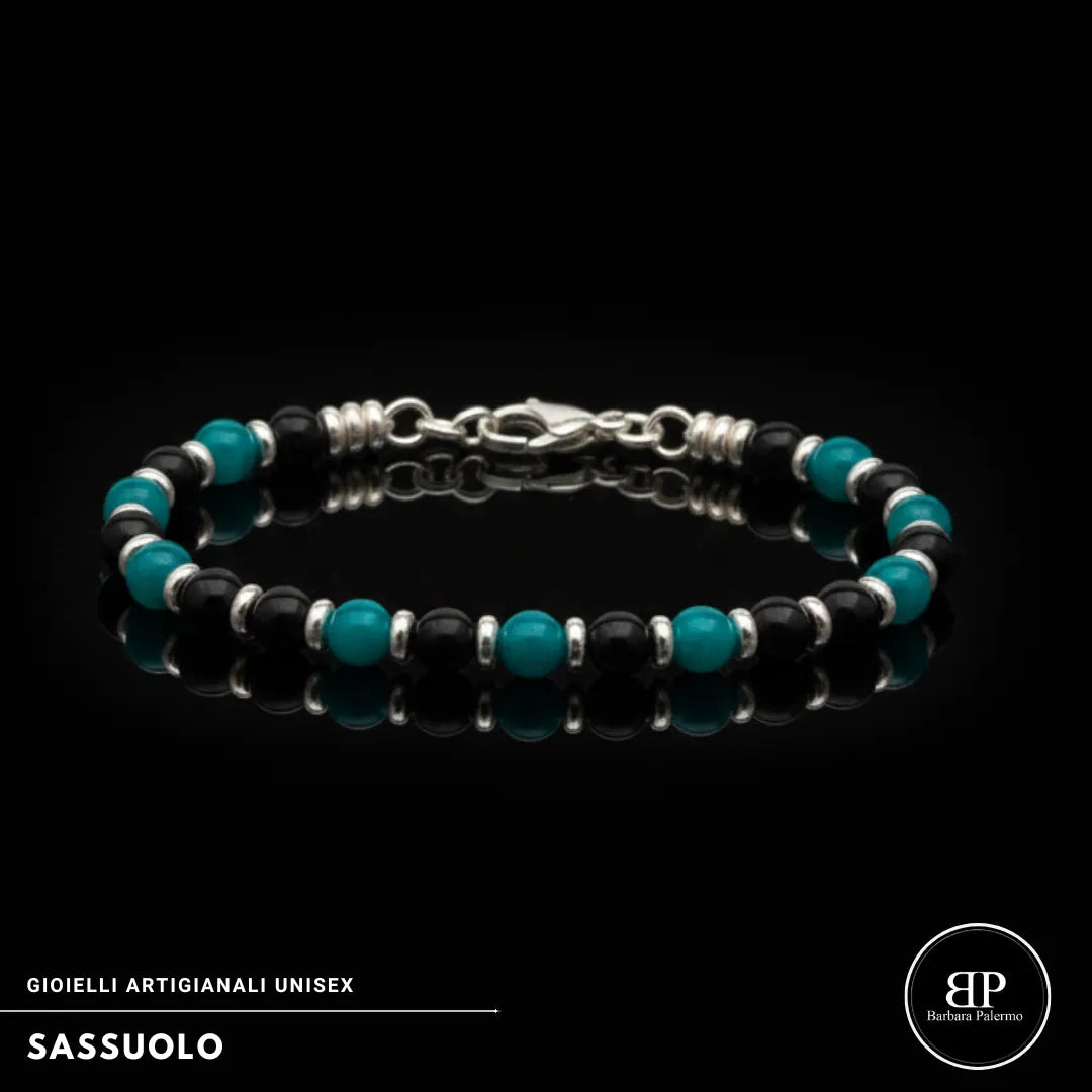 Sassuolo Armband – Schwarzer Onyx und grüner Achat