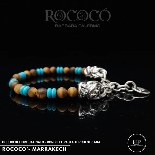 Rococò Marrakech Armband – Satiniertes Tigerauge und Türkispaste