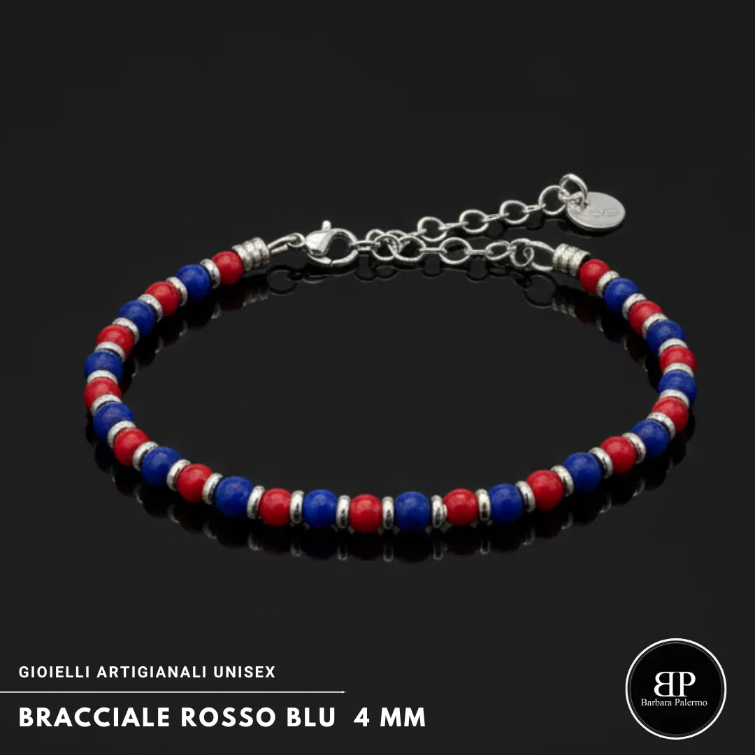 Bracciale Lapis e Agata Rossa 4 mm
