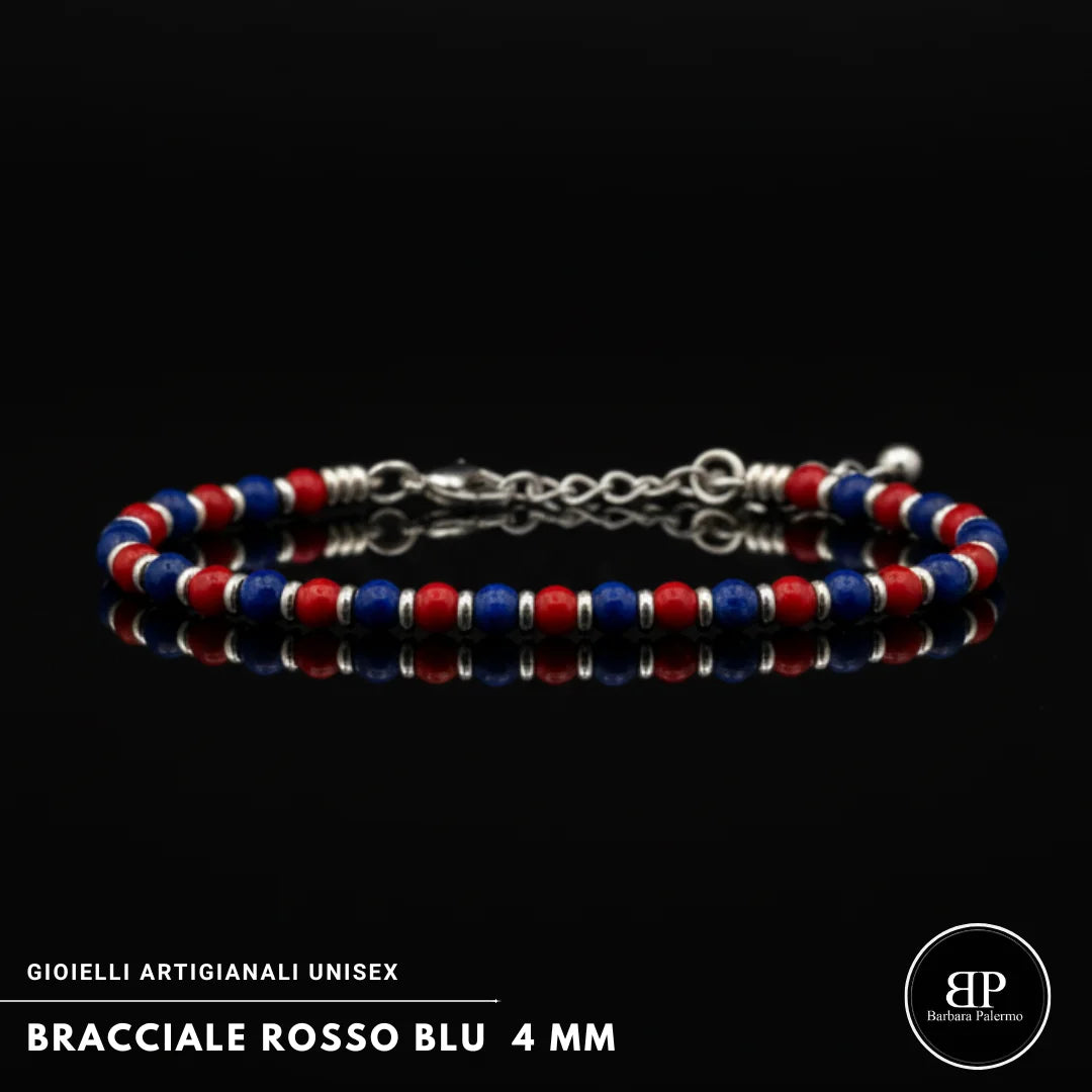 Bracciale Lapis e Agata Rossa 4 mm