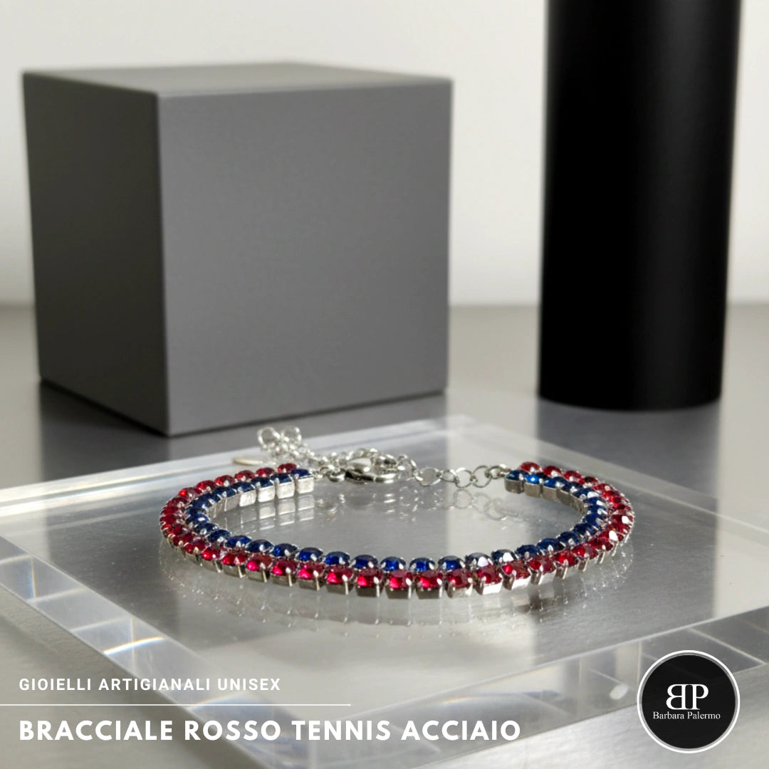 Bracciale Tennis Doppio Rosso Blu - Eleganza e Passione