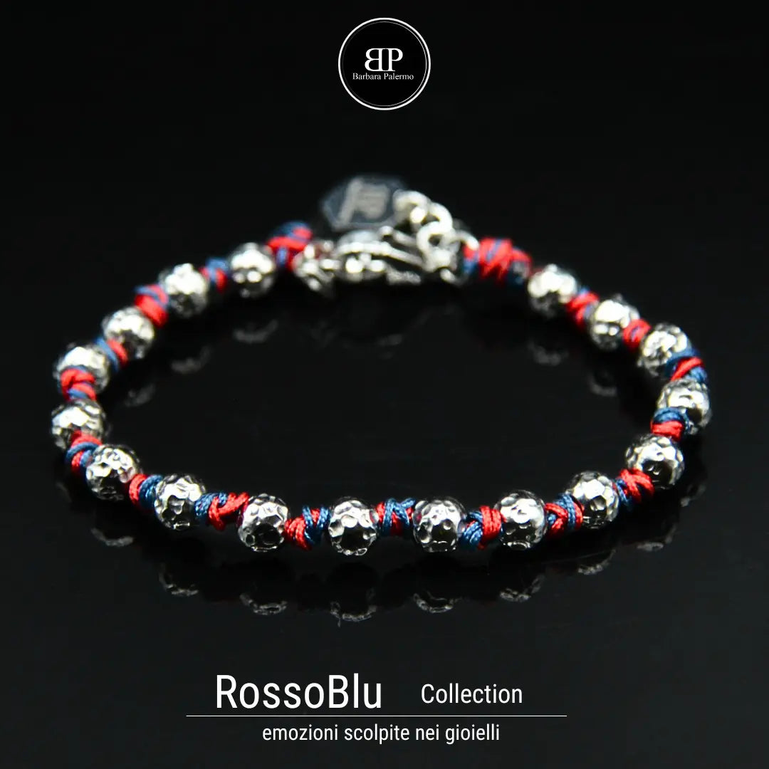 Bracciale RossoBlu con Sfere in Acciaio - Per i Veri Tifosi!