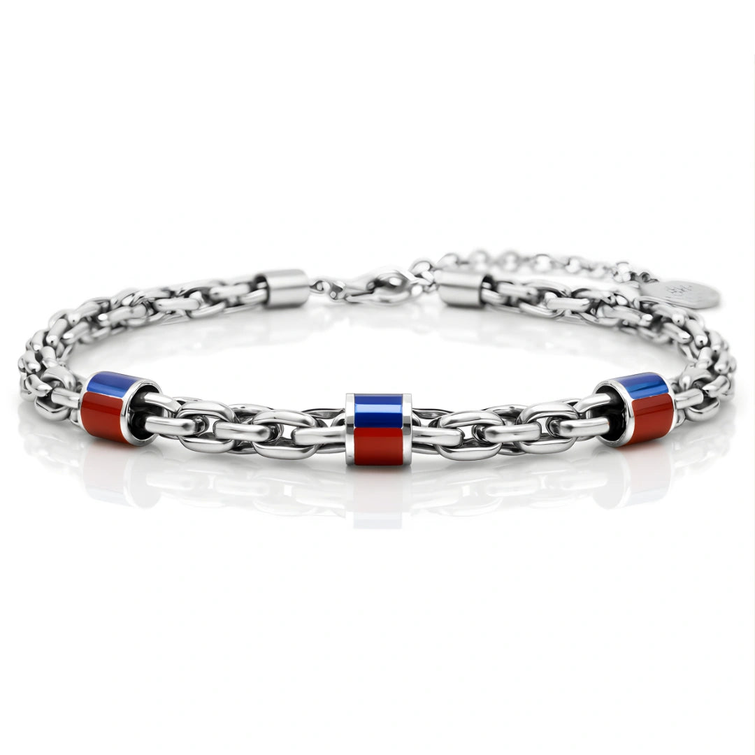 Bracciale Rosso Blu Bold Acciaio 316L