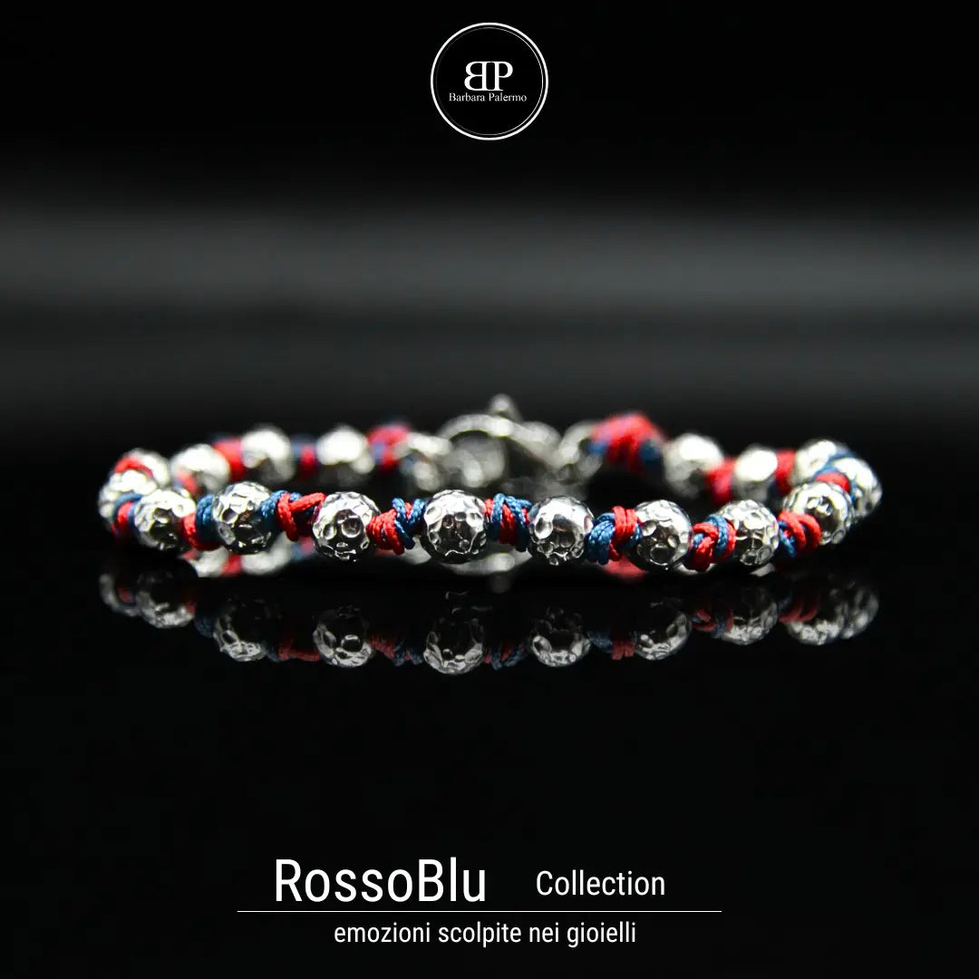 Bracciale RossoBlu con Sfere in Acciaio - Per i Veri Tifosi!