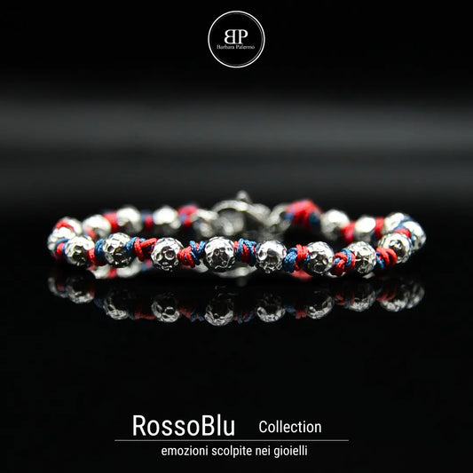 Bracciale RossoBlu con Sfere in Acciaio - Per i Veri Tifosi!