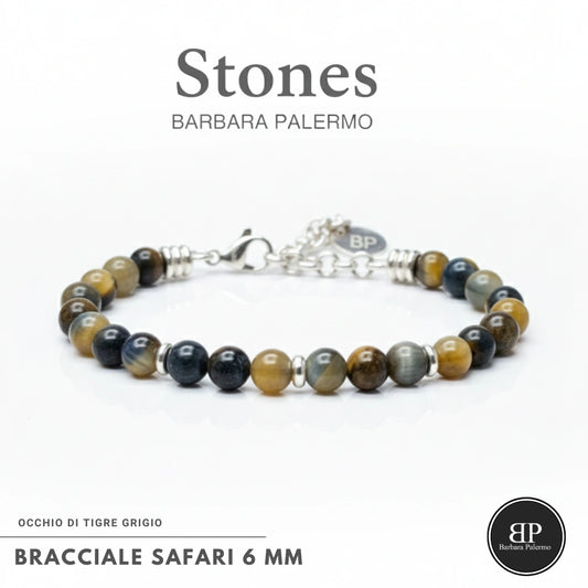 Bracciale Safari – Occhio di Tigre Grigio 6 mm