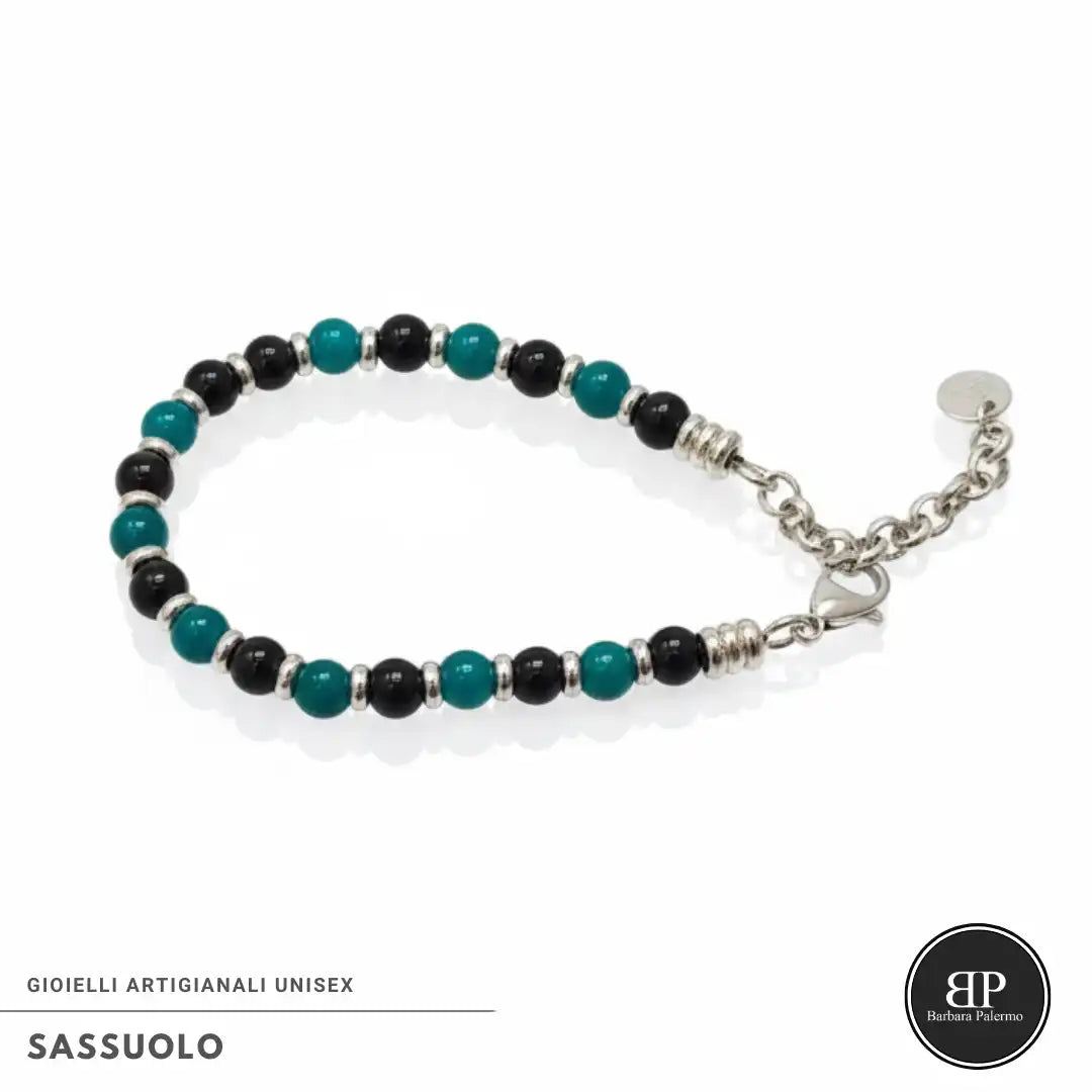 Sassuolo Armband – Schwarzer Onyx und grüner Achat