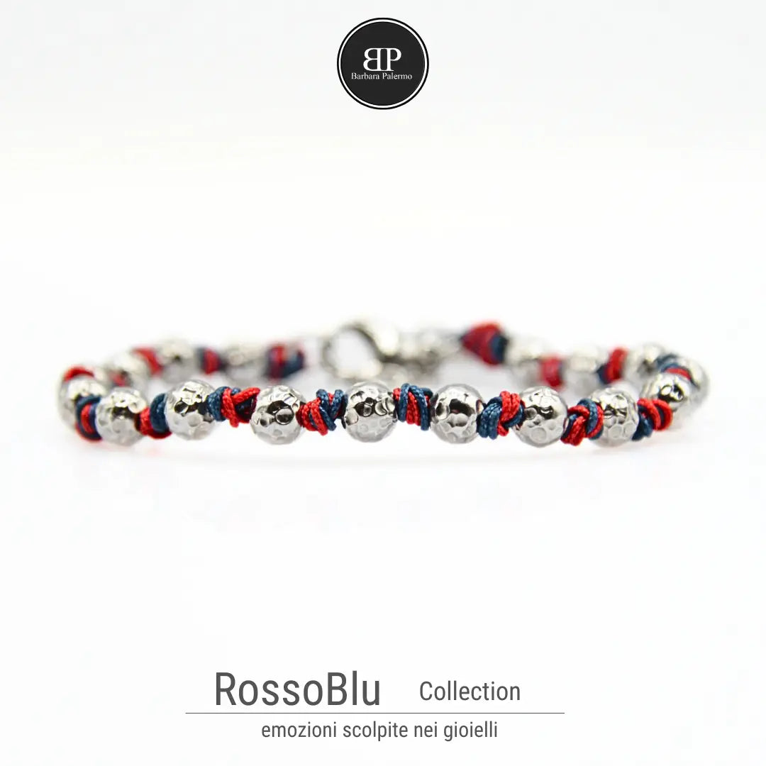 Bracciale RossoBlu con Sfere in Acciaio - Per i Veri Tifosi!