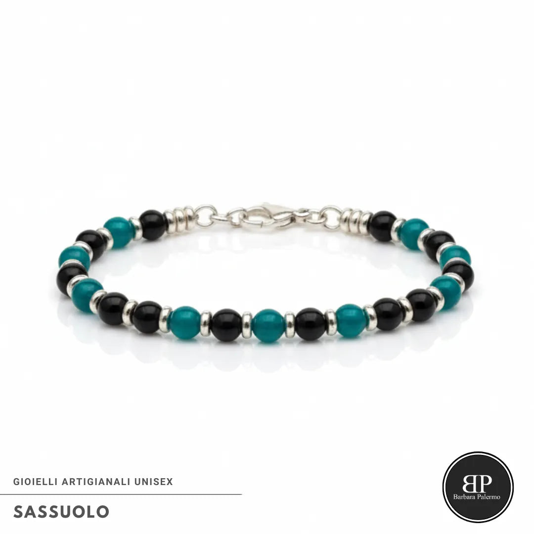 Sassuolo Armband – Schwarzer Onyx und grüner Achat