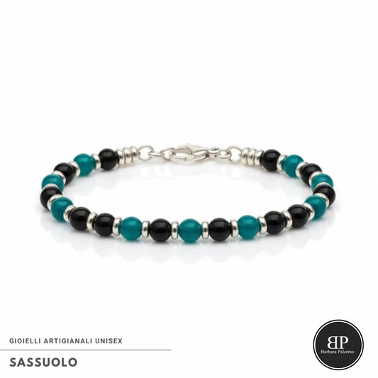 Sassuolo Armband – Schwarzer Onyx und grüner Achat