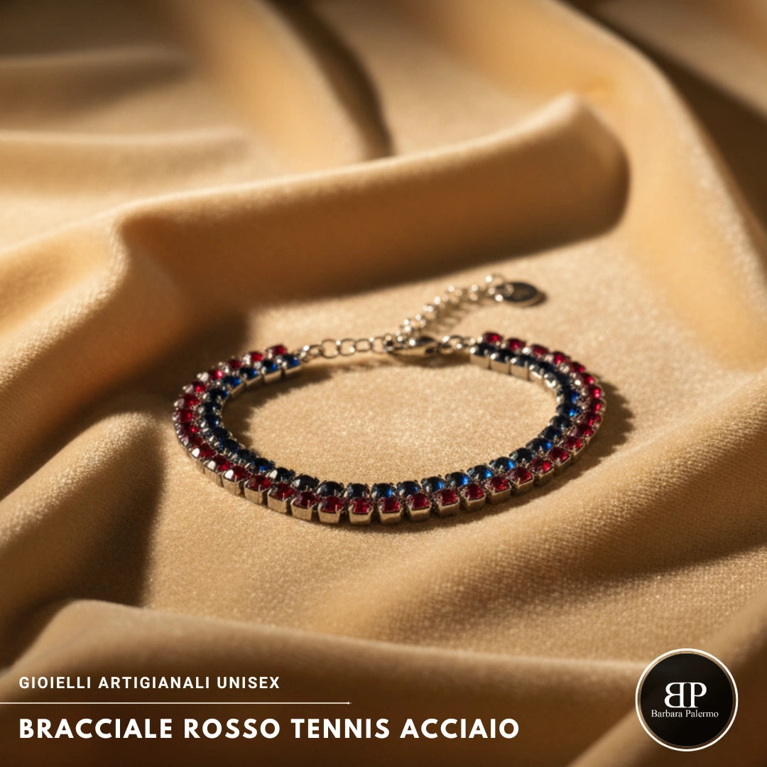 Bracciale Tennis Doppio Rosso Blu - Eleganza e Passione