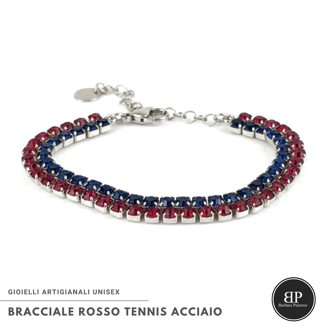 Bracciale Tennis Doppio Rosso Blu - Eleganza e Passione