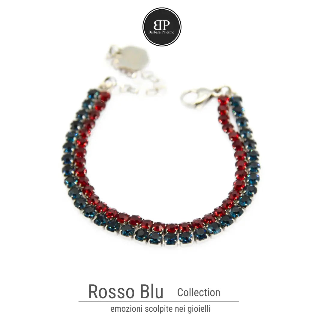 Bracciale Tennis Doppio Rosso Blu - Eleganza e Passione