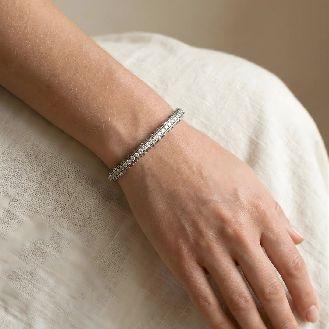 Tennisarmband aus Stahl mit titanbeschichteten schwarzen Zirkonia