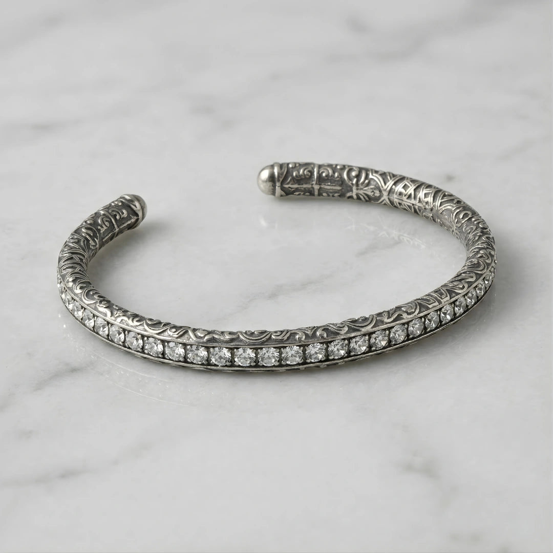 Tennisarmband aus Stahl mit titanbeschichteten schwarzen Zirkonia