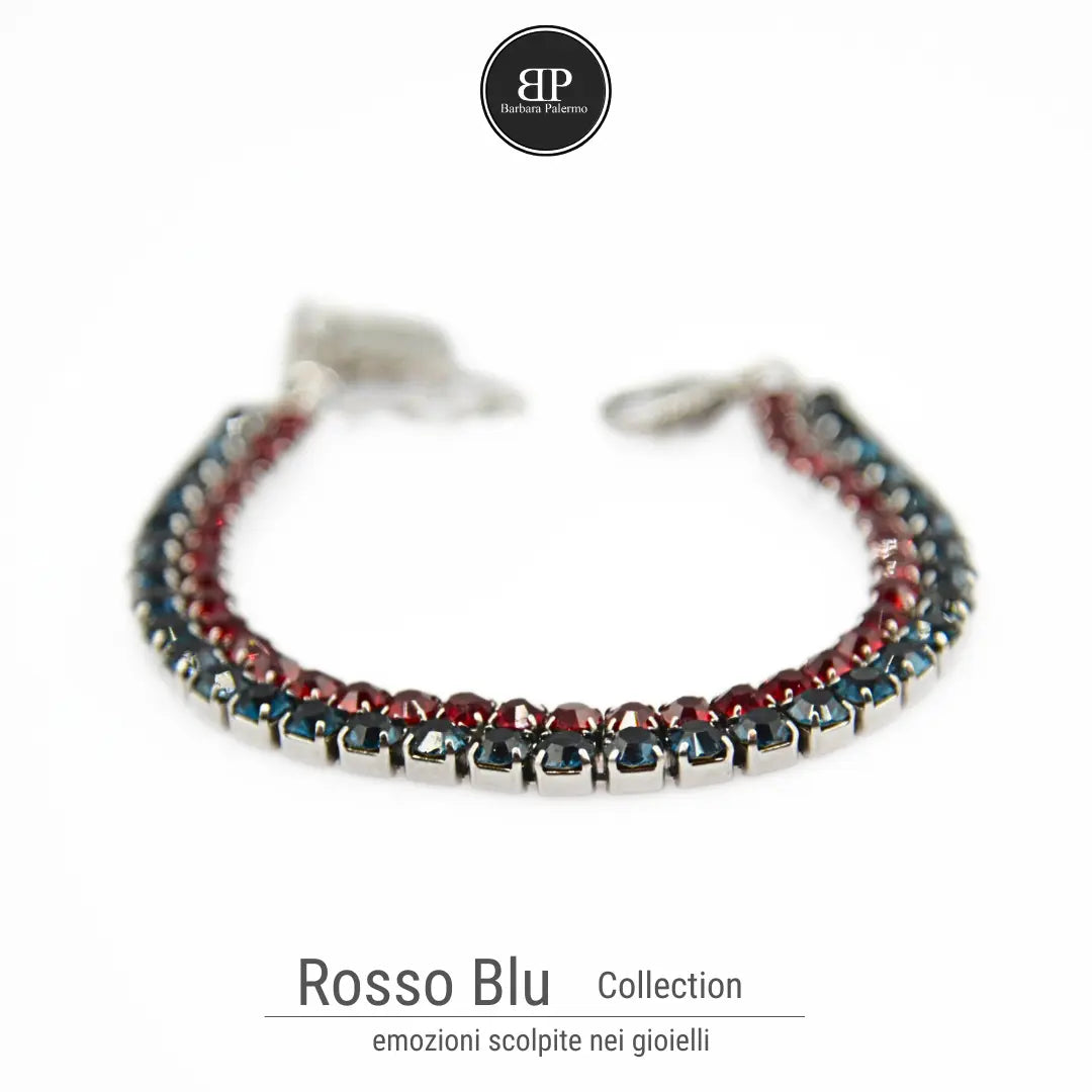 Bracciale Tennis Doppio Rosso Blu - Eleganza e Passione