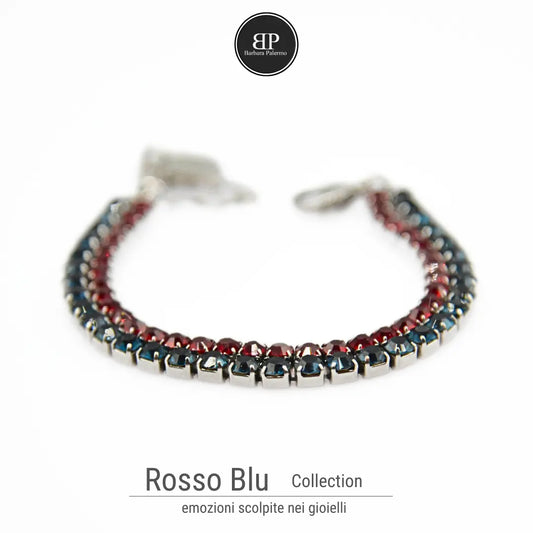 Bracciale Tennis Doppio Rosso Blu - Eleganza e Passione