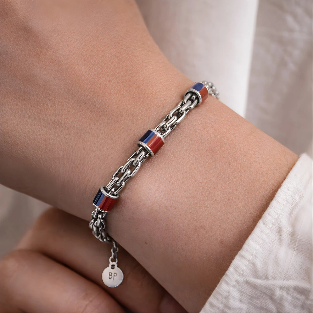 Bracciale Rosso Blu Bold Acciaio 316L