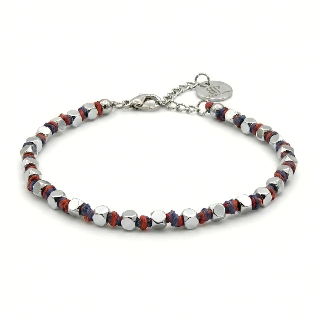 BRACCIALE LUMINEX ROSSO BLU  CUBOTTI EMATITE 3 MM