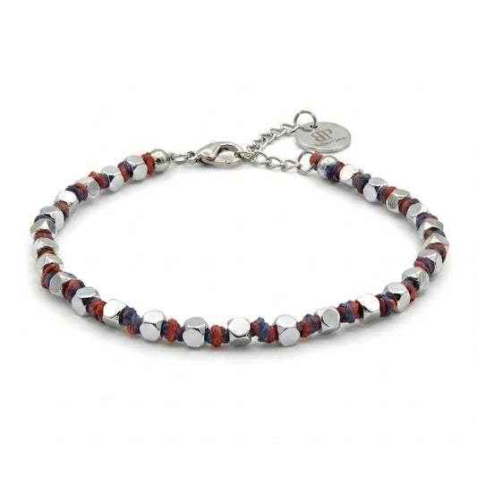BRACCIALE LUMINEX ROSSO BLU  CUBOTTI EMATITE 3 MM