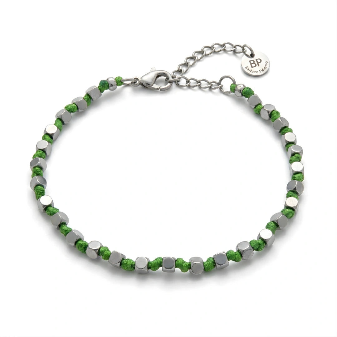 Bracciale Luminex Verde  Cubi Ematite