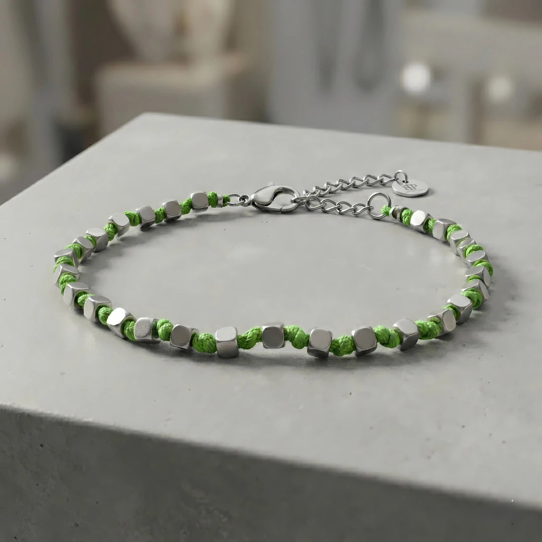 Bracciale Luminex Verde  Cubi Ematite