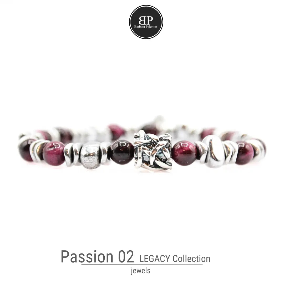 Lila Tigerauge-Armband PASSION mit Silberanschlüssen