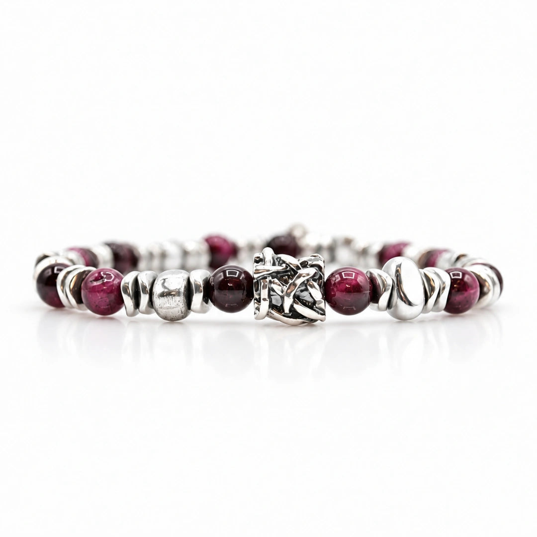 Lila Tigerauge-Armband PASSION mit Silberanschlüssen