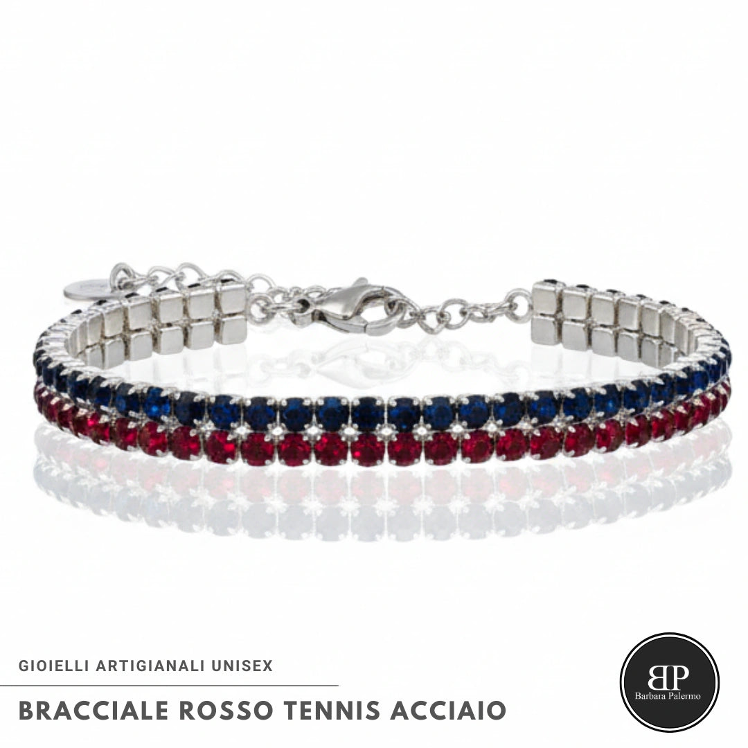 Bracciale Tennis Doppio Rosso Blu - Eleganza e Passione