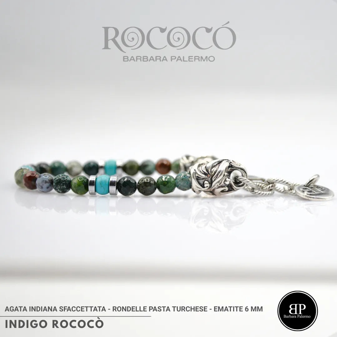 INDIGO ROCOCÒ – Bracciale in Agata Indiana e Turchese