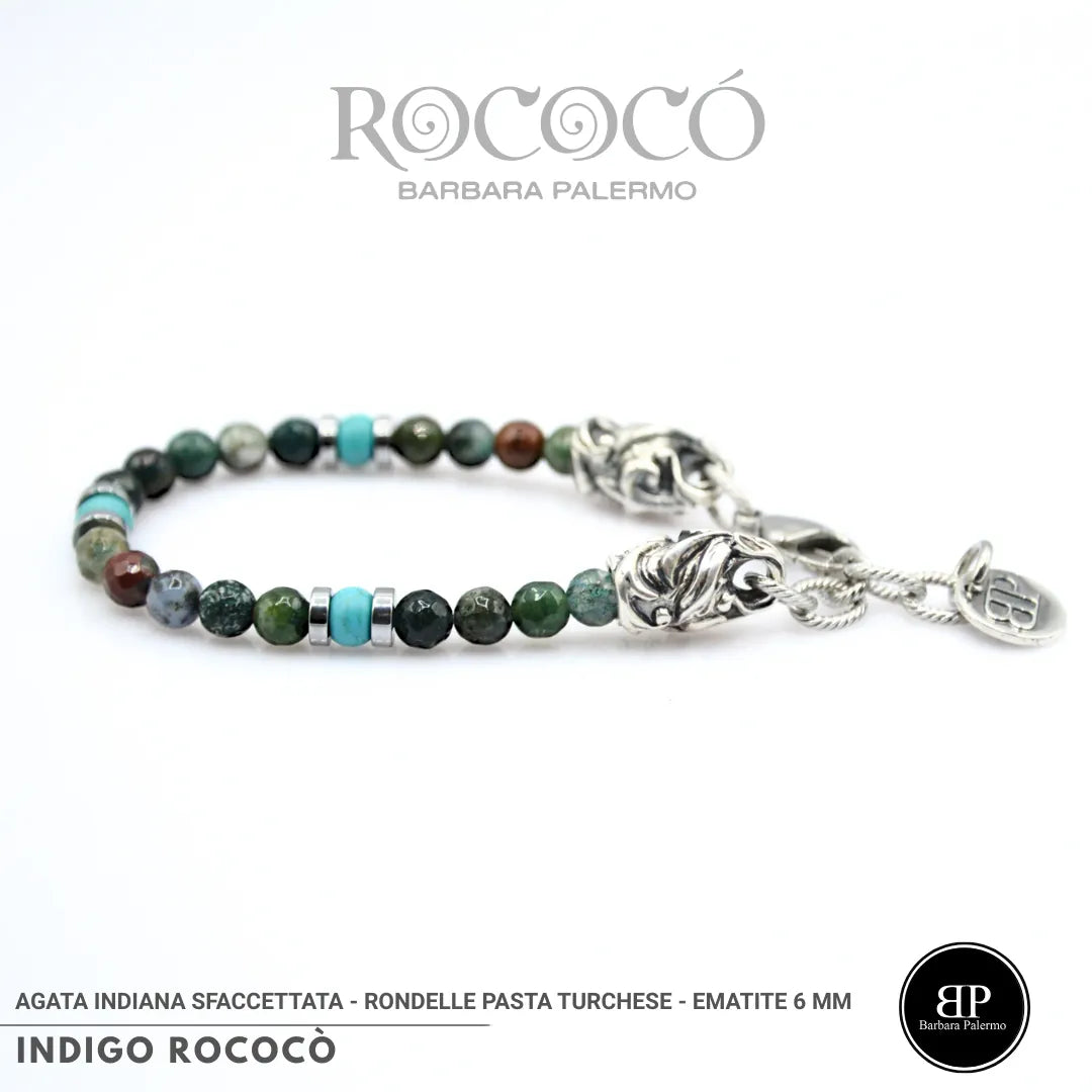 INDIGO ROCOCÒ – Bracciale in Agata Indiana e Turchese