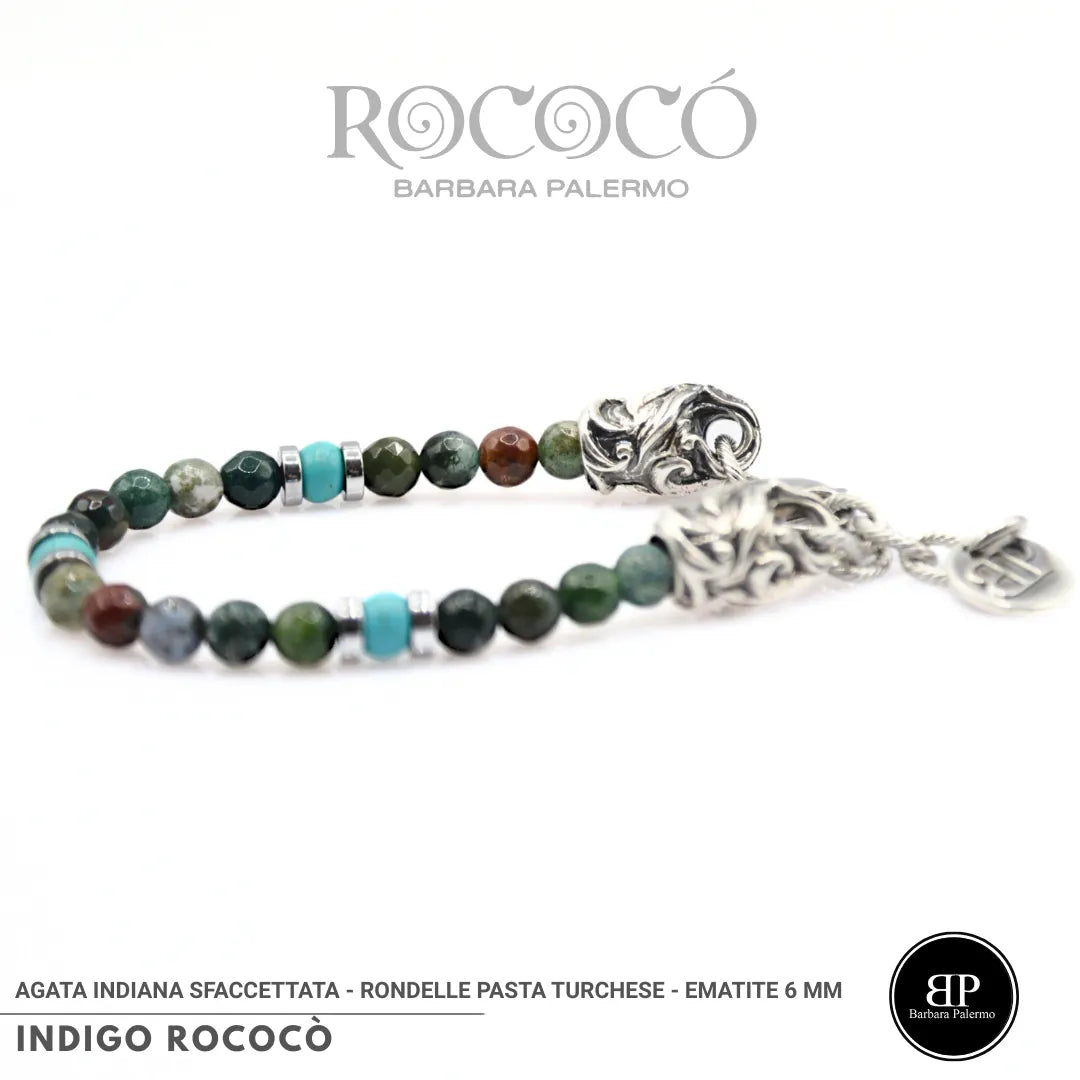 INDIGO ROCOCÒ – Bracciale in Agata Indiana e Turchese