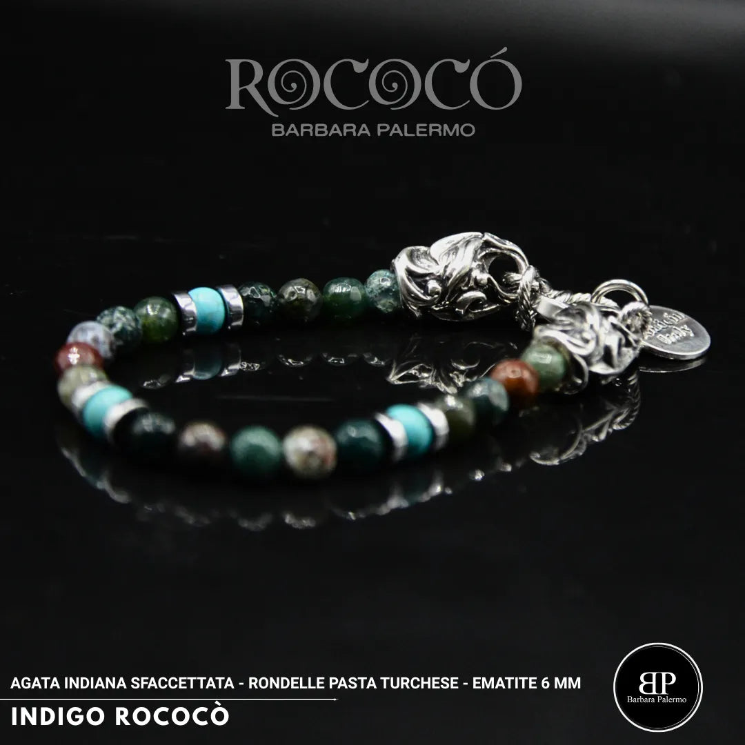 INDIGO ROCOCÒ – Bracciale in Agata Indiana e Turchese