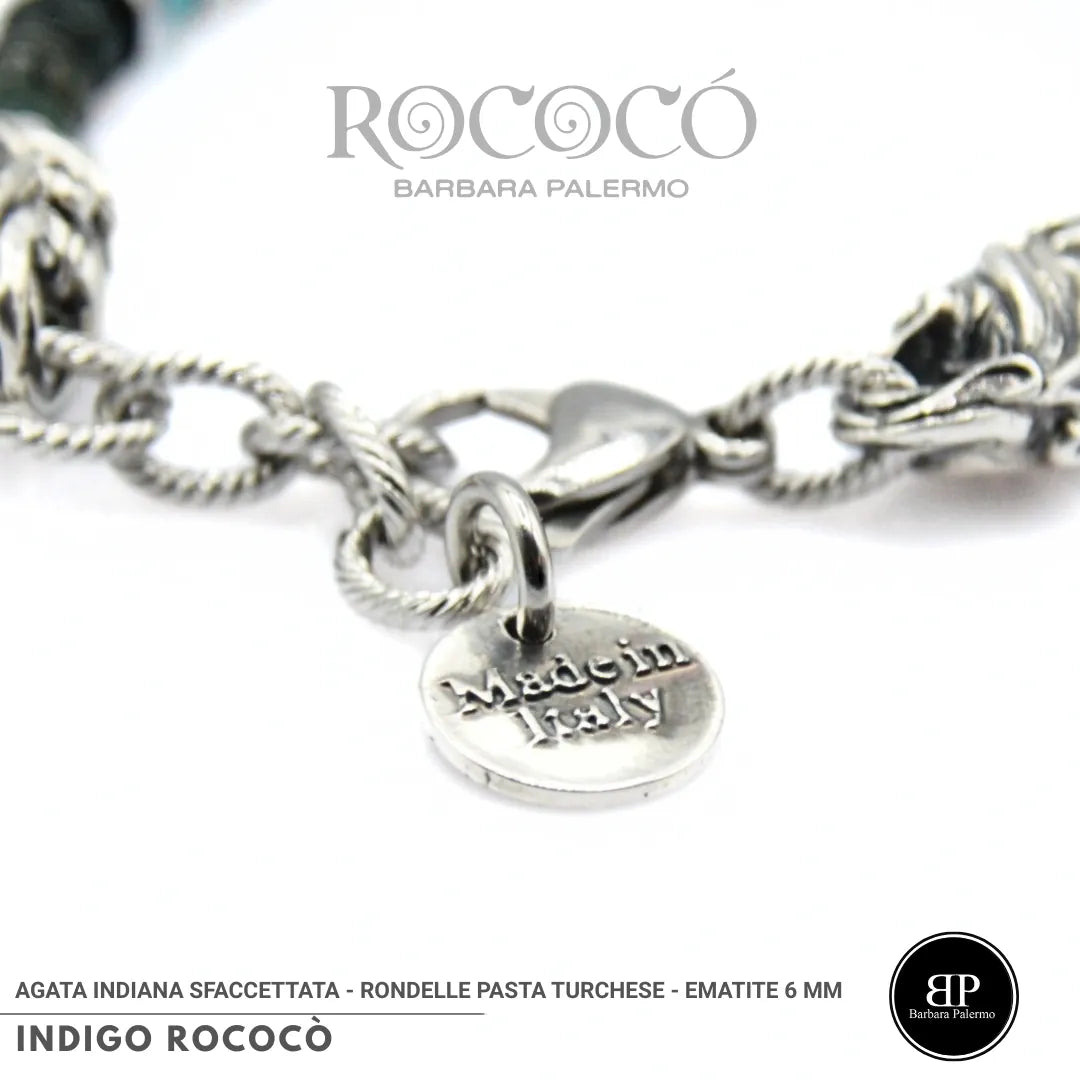 INDIGO ROCOCÒ – Bracciale in Agata Indiana e Turchese