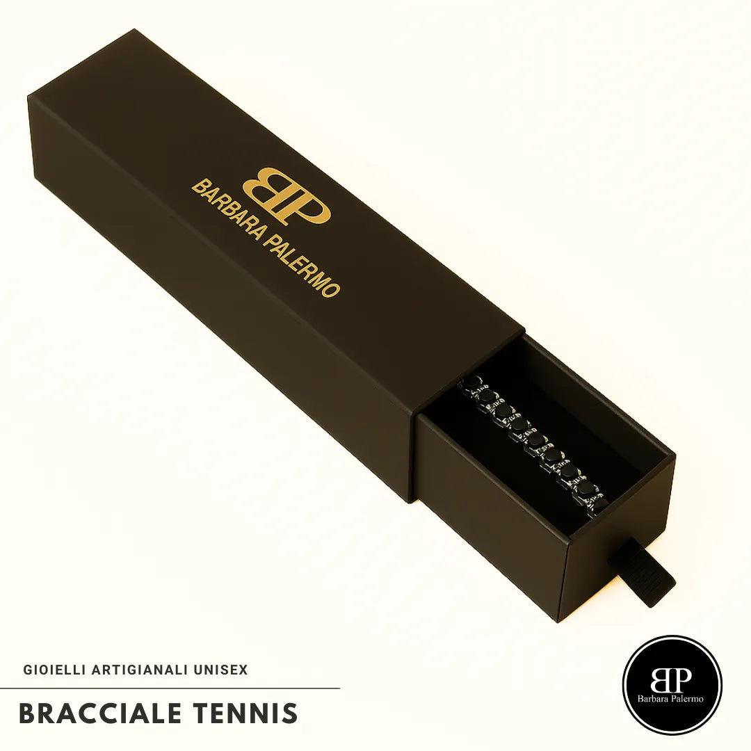 Bracciale Tennis Acciaio con Zirconi Neri Placcato Titanio