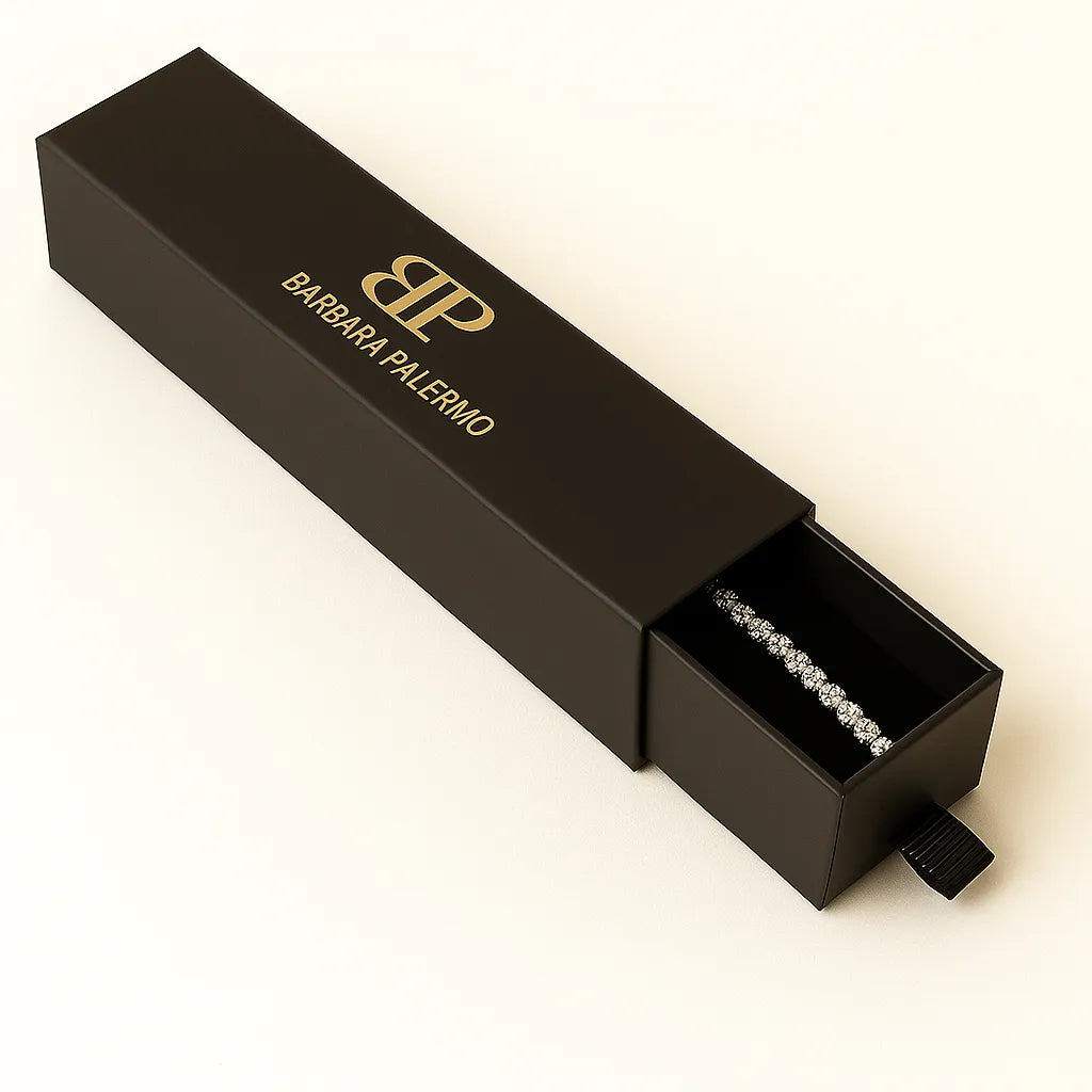Bracciale Tennis Acciaio Zirconi Bianchi Placcato Titanio