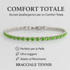 Bracciale tennis Verde in acciaio con zirconi