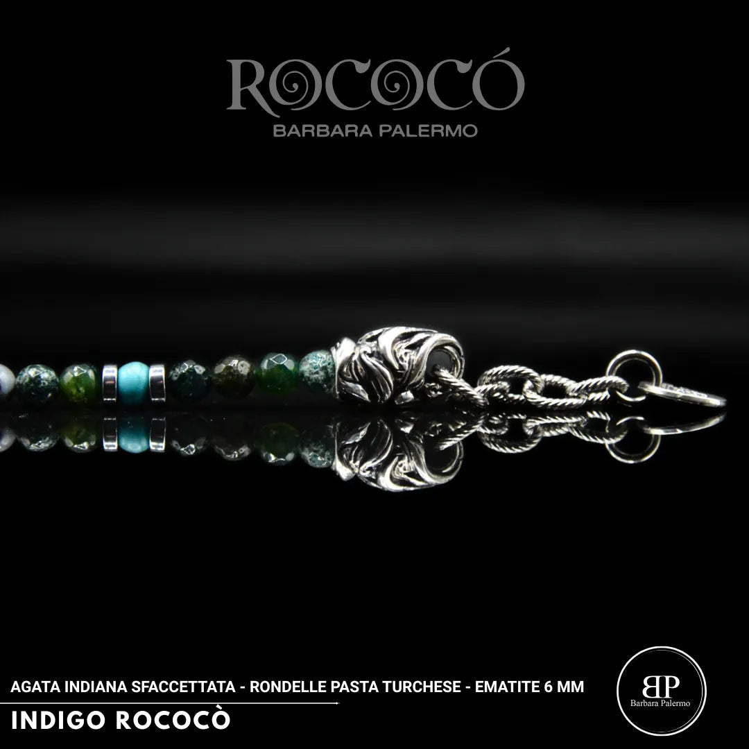 INDIGO ROCOCÒ – Bracciale in Agata Indiana e Turchese