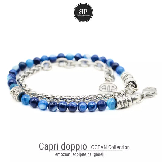 Bracciale Agata Blu doppio giro Ocean Capri