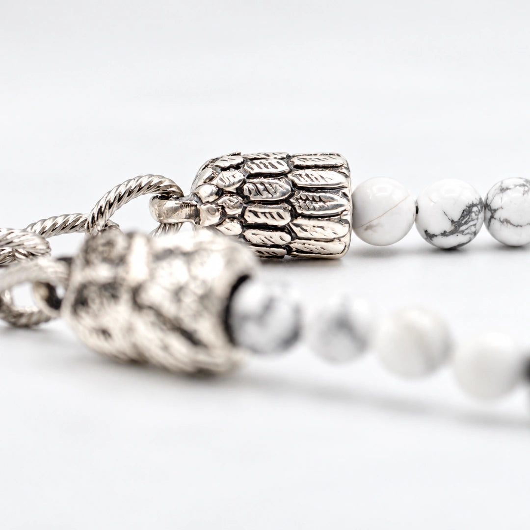 Serenity  Bracciale Owls  in Howlite e Ematite con Gufo