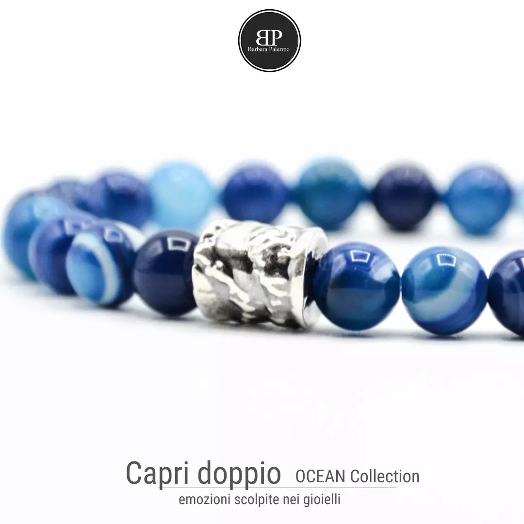 Bracciale Agata Blu doppio giro Ocean Capri