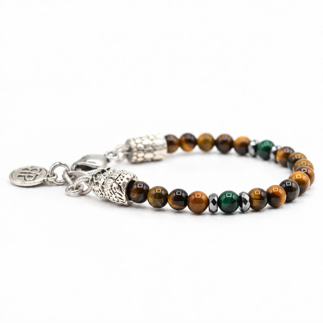 Guardian Owls Bracciale Occhio di Tigre con Gufo Argento