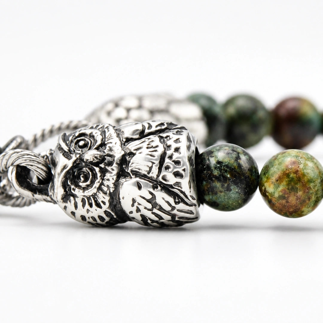 Talisman-Armband - mit Eule und afrikanischem Türkis