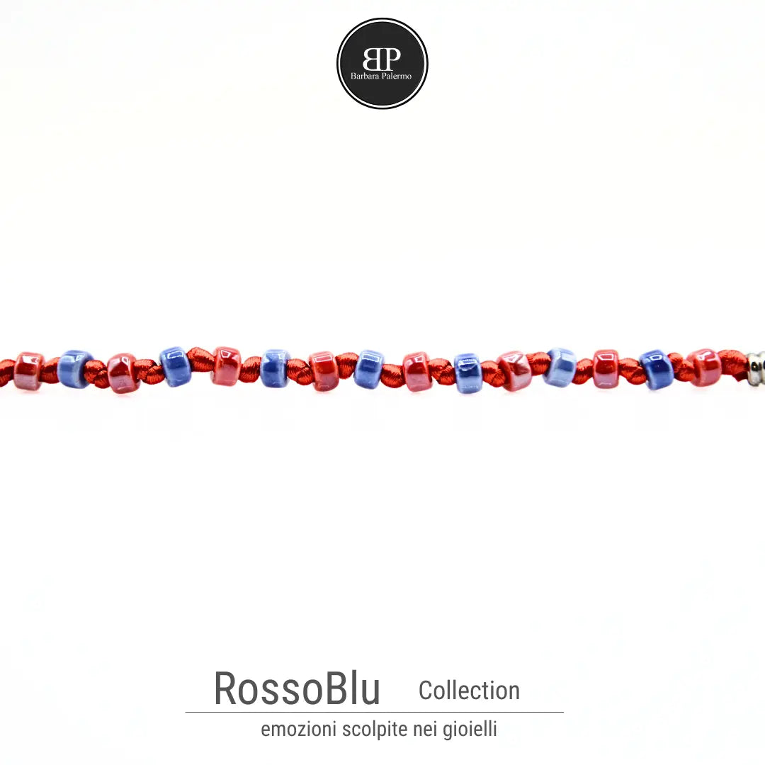 Bracciale Rosso Blu - Cordino e Rondelle di Ceramica 01