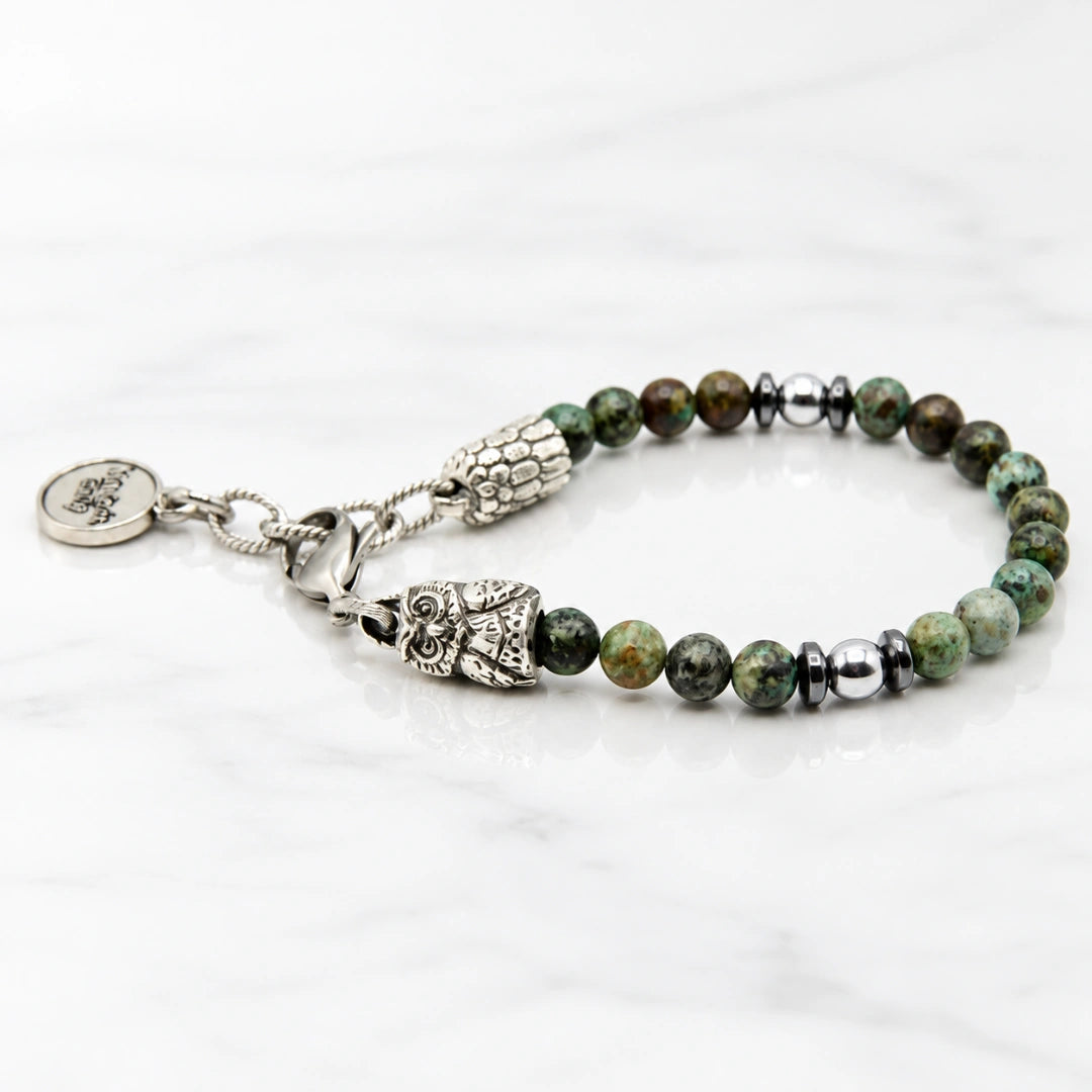 Talisman-Armband - mit Eule und afrikanischem Türkis