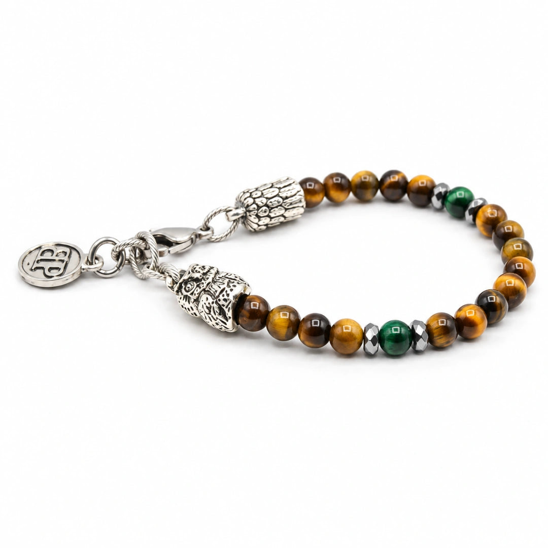 Guardian Owls Bracciale Occhio di Tigre con Gufo Argento