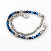 Bracciale Ocean doppio giro Ossidiana Agata blu Ematite Argento Miami
