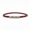 Bracciale in Pelle Intrecciata Rosso Blu con Chiusura in Acciaio